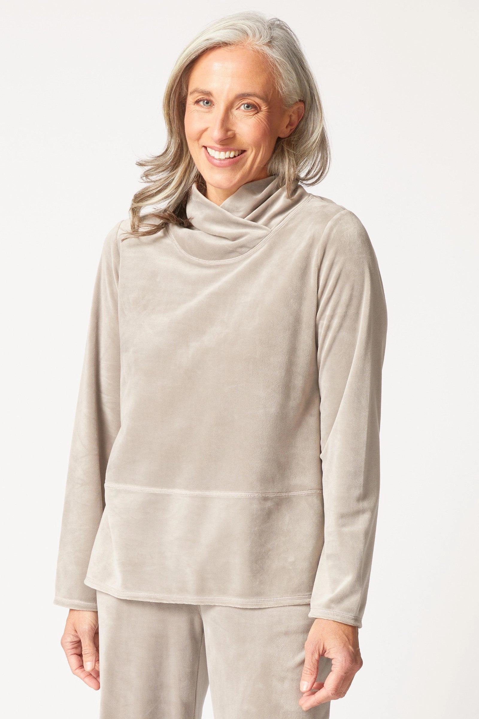Habitat Cozy Velour Tranquil Top in Latte Biodegradable Fiber Blend