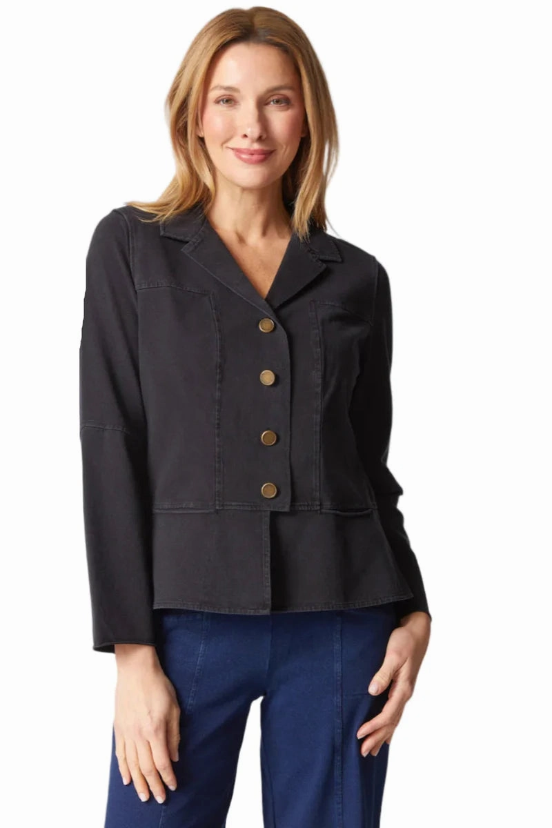 Bound Seam Finish Comfortable Style Habitat Stonewash Cotton Jacket in Black