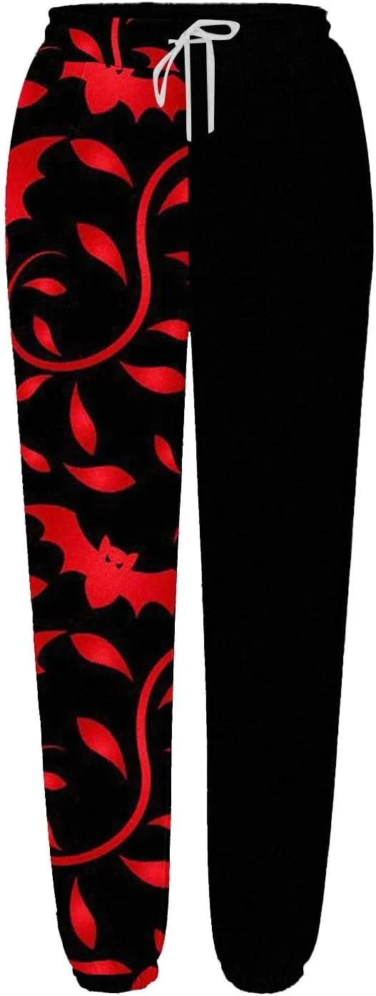 Halloween Sweatpants for Women Cinch Bottom Ghost Print Joggers Drawstring High Waist Workout Pants with Pockets