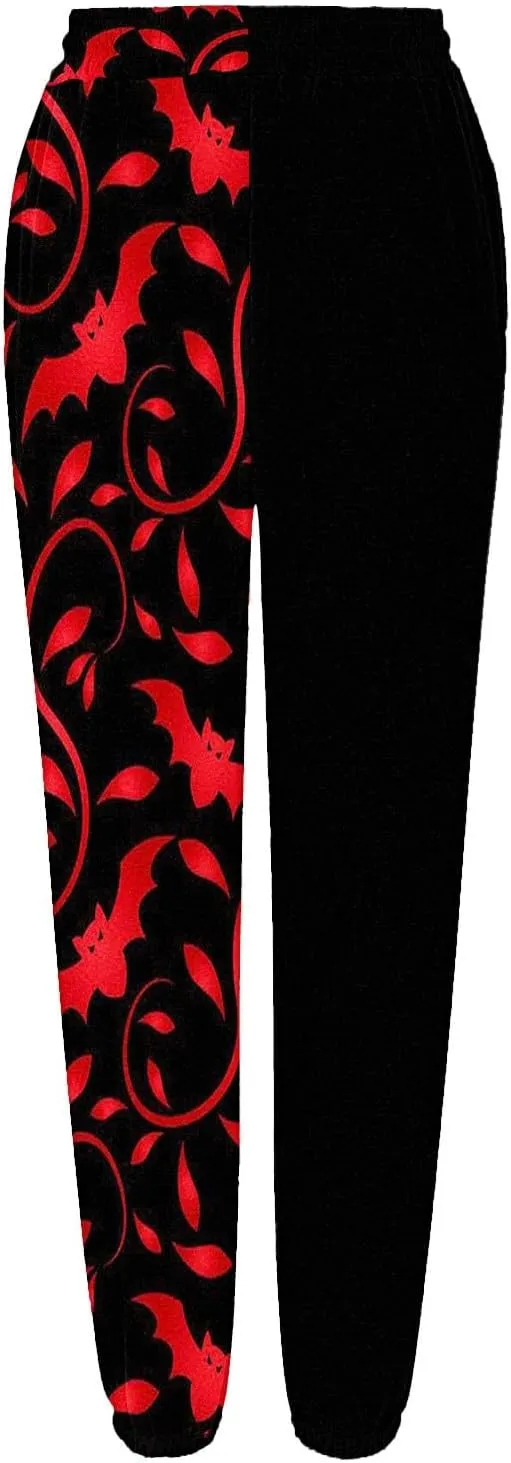 Halloween Sweatpants for Women Cinch Bottom Ghost Print Joggers Drawstring High Waist Workout Pants with Pockets