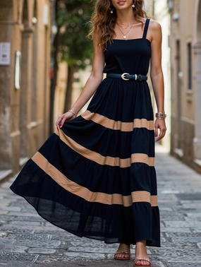HALTER HALTER LONG DRESS WITH BELT All Season Style