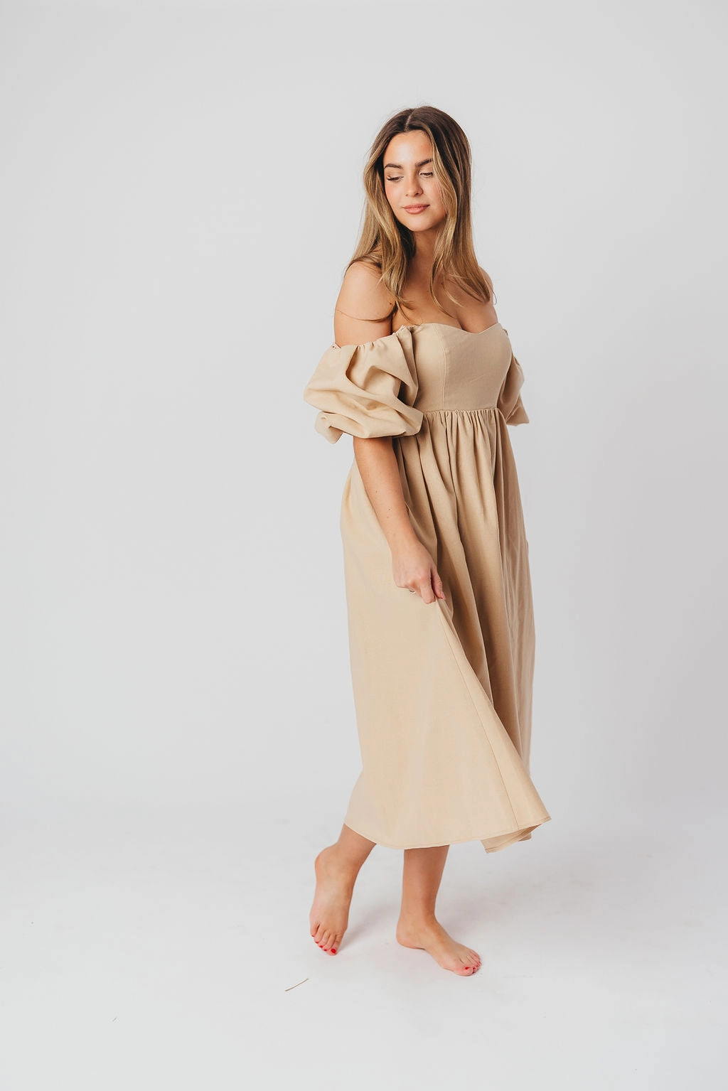 Hamilton Midi Dress in Taupe - Bump Friendly (S-2XL) *Final-Sale* Cozy Layers Everyday Piece