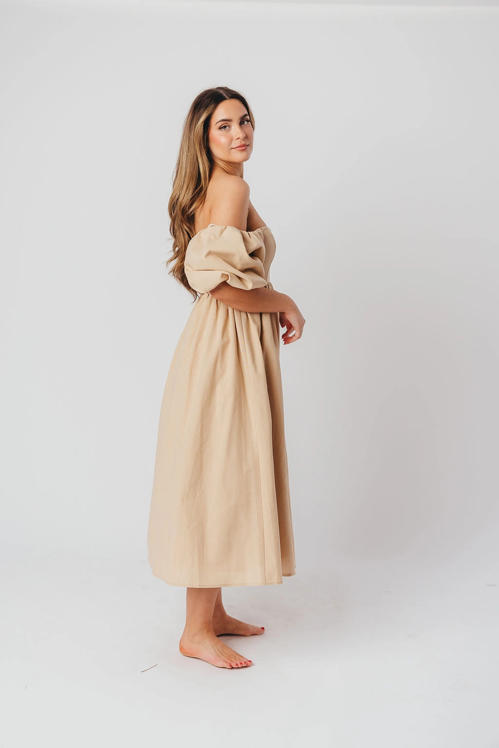 Classic Appeal Hamilton Midi Dress in Taupe - Bump Friendly (S-2XL) *Final-Sale*