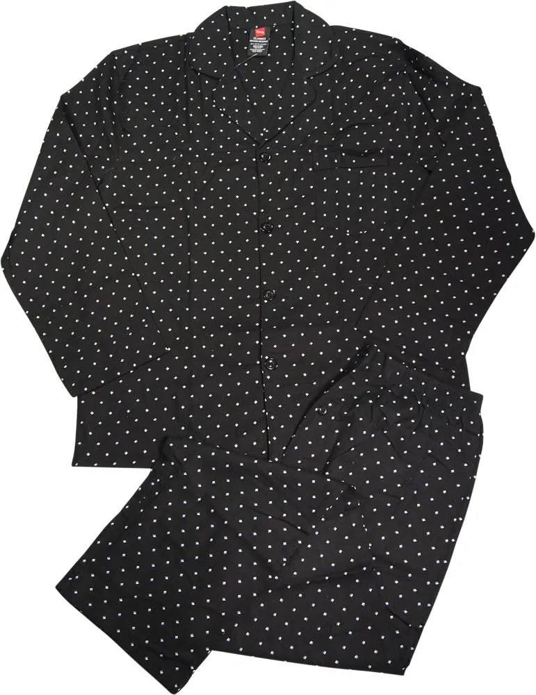 Hanes Men's and Big Men's Long Sleeve Classic Woven Broadcloth Pajama Set