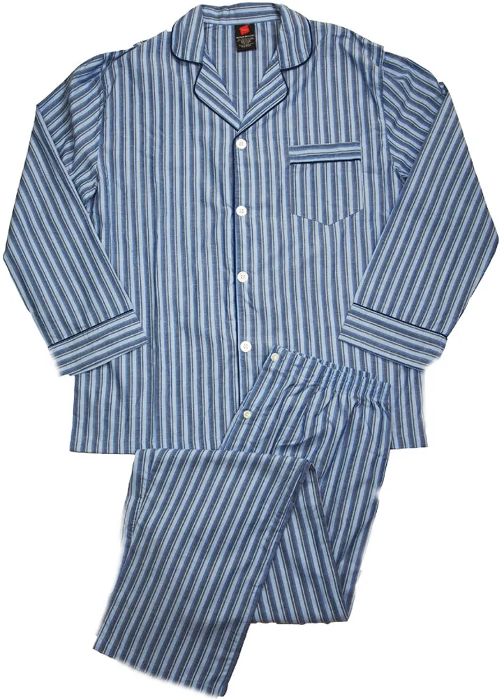 Hanes Men's and Big Men's Long Sleeve Classic Woven Broadcloth Pajama Set