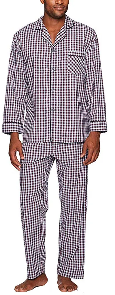 Hanes Men's and Big Men's Long Sleeve Classic Woven Broadcloth Pajama Set