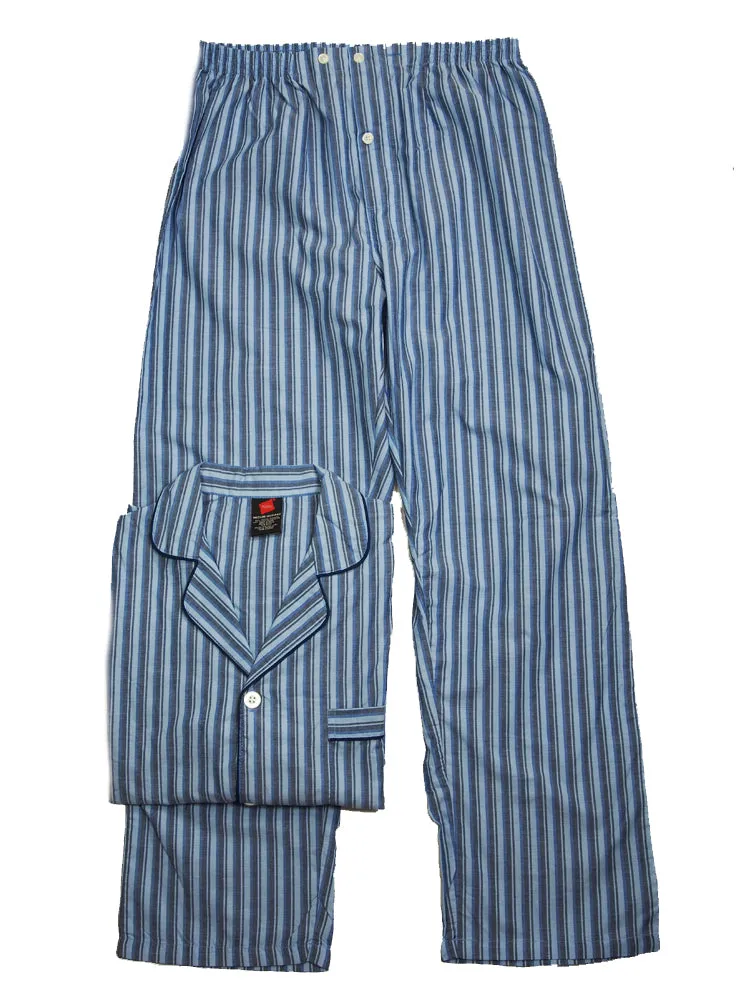 Hanes Men's and Big Men's Long Sleeve Classic Woven Broadcloth Pajama Set