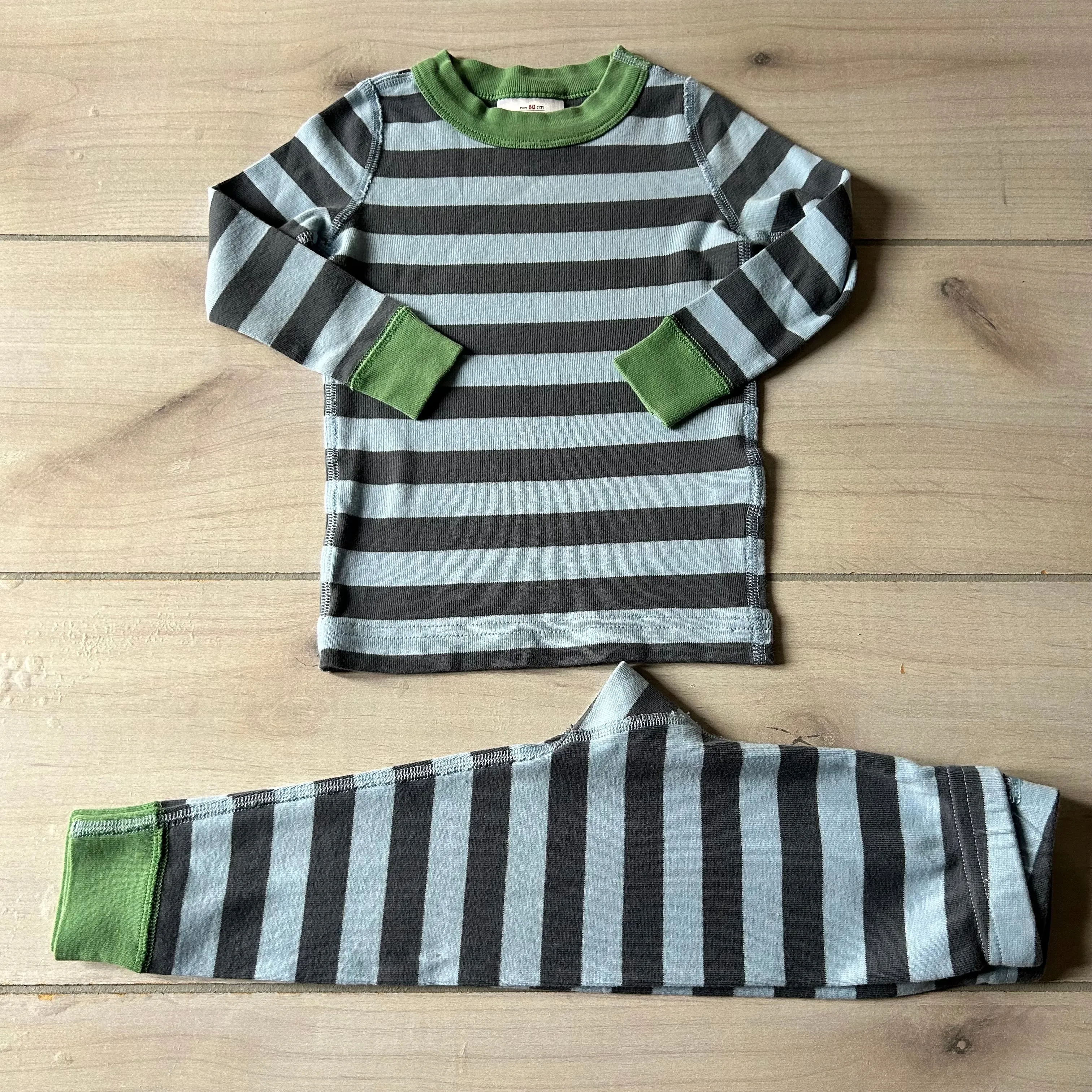 Hanna Andersson Blue & Gray Striped Organic Cotton Pajama Set