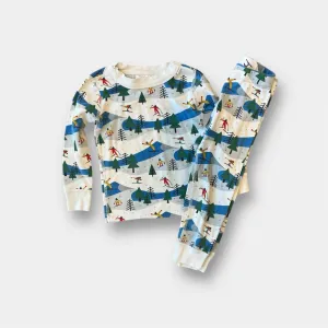 Hanna Andersson Holiday Long John Pajama Set Ski Slope 90 cm 3T
