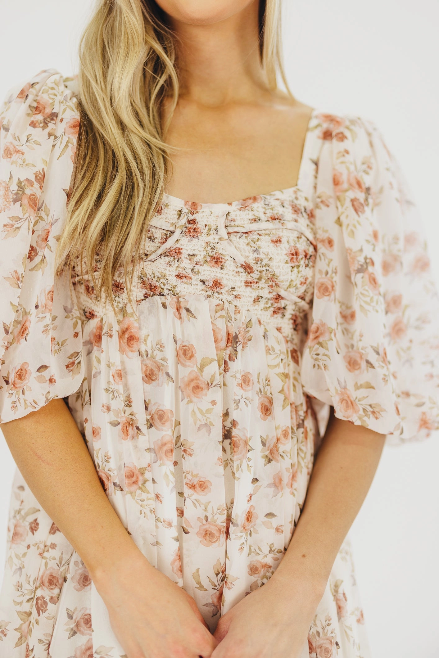 Harlow Maxi Dress in Ivory Floral - Bump Friendly & Inclusive Sizing (S-3XL) Lace Accent