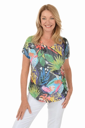 Stylish Look Harmony Crushed Short Sleeve Knit Top