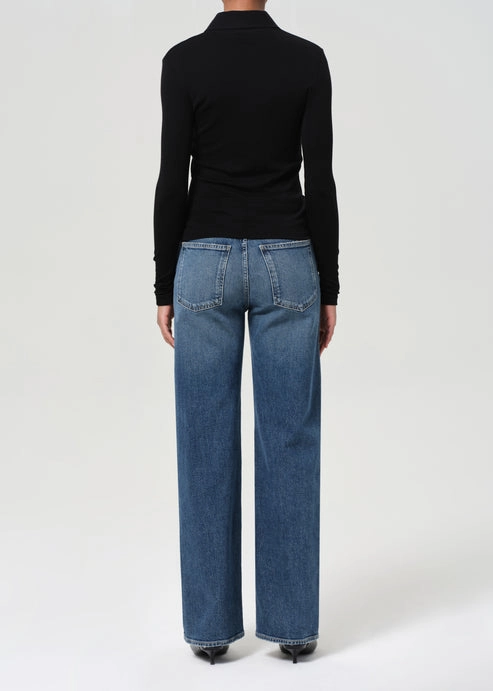Harper Mid Rise Relaxed Straight Jean in Enroll Clean Fashion Anti Slip Belt Loops