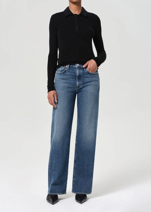 Modern Comfort Breathable Lining Harper Mid Rise Relaxed Straight Jean in Enroll