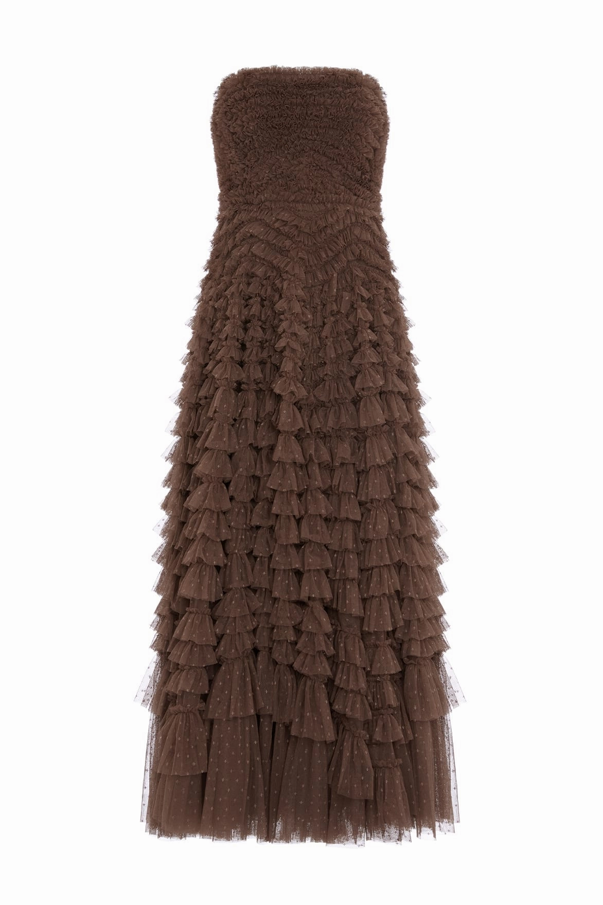 All Purpose Trendy Look Hattie Ruffle Strapless Ankle Gown