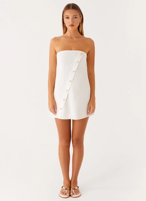 Hazel Mini Dress - White travel mode Airy Silk