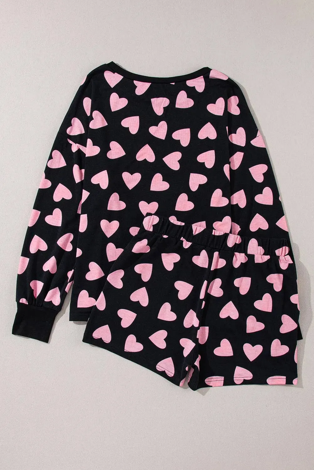 Heart Pattern Long Sleeve Lounge Set