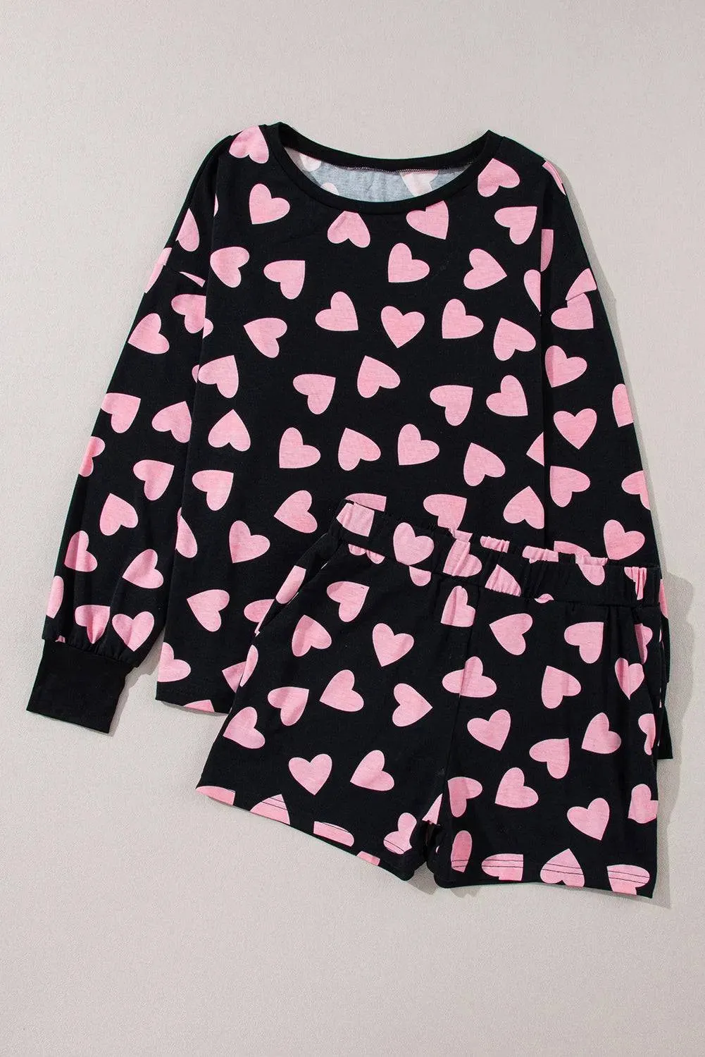 Heart Pattern Long Sleeve Lounge Set