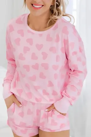 Heart Pattern Long Sleeve Lounge Set