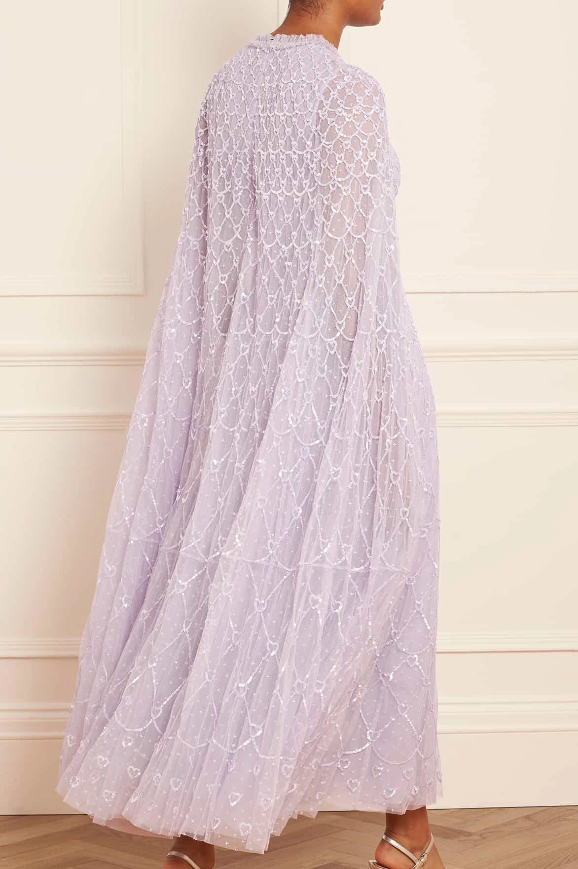 Heart Lattice Ankle Gown Airy Fit Coffee Break