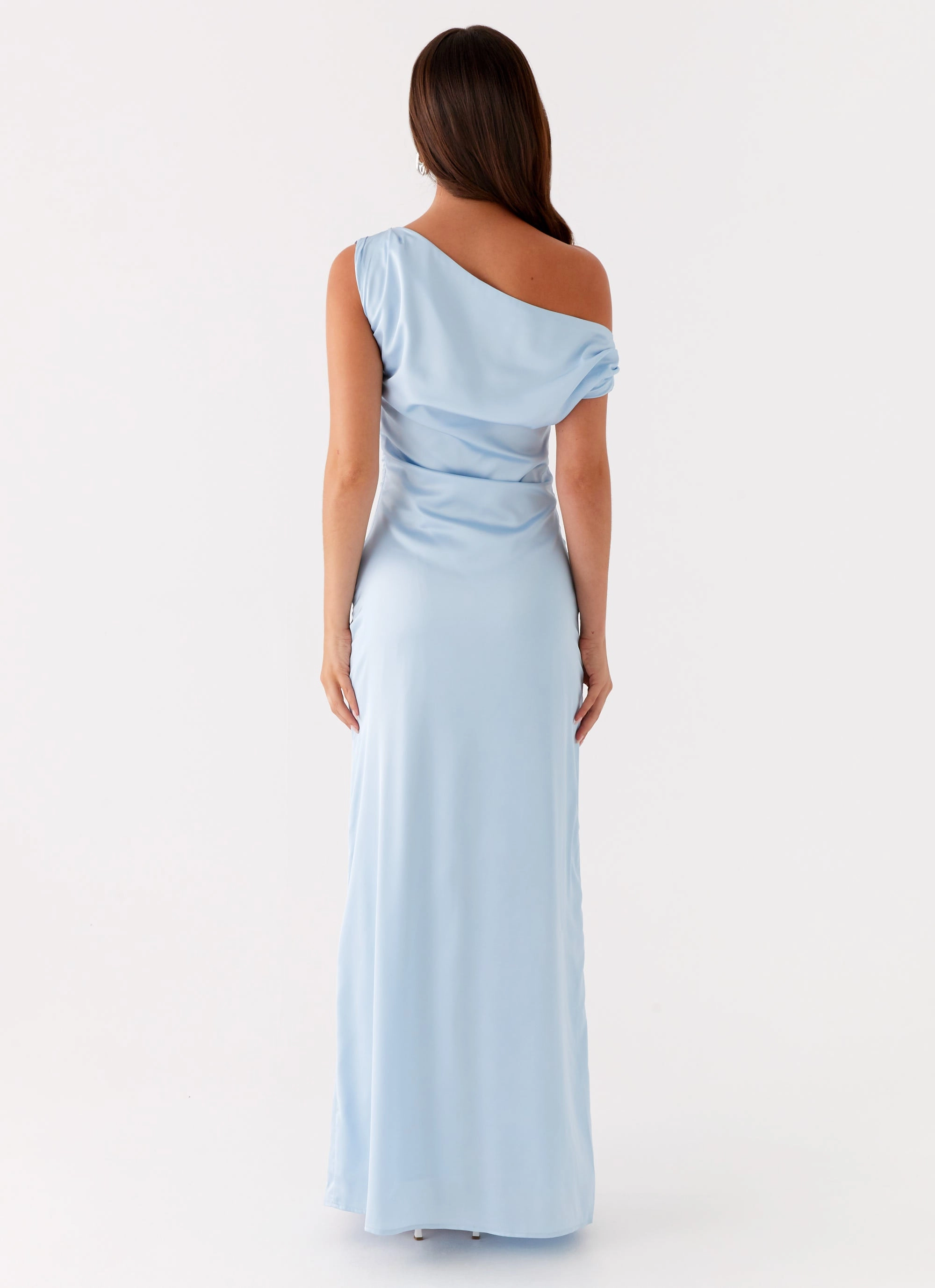 Brunch Tone Heart Of Glass Satin Maxi Dress - Blue