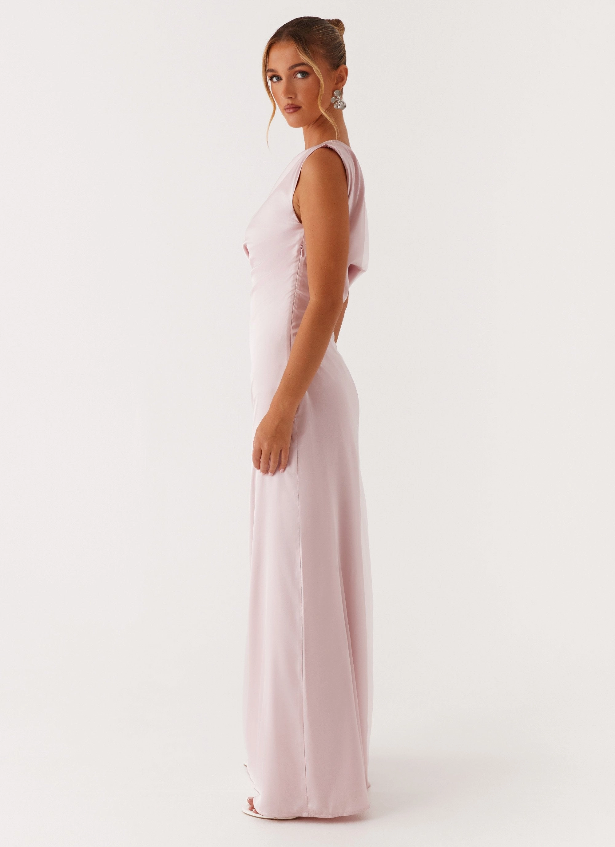 Heart Of Glass Satin Maxi Dress - Pink Fresh Color Light Bow