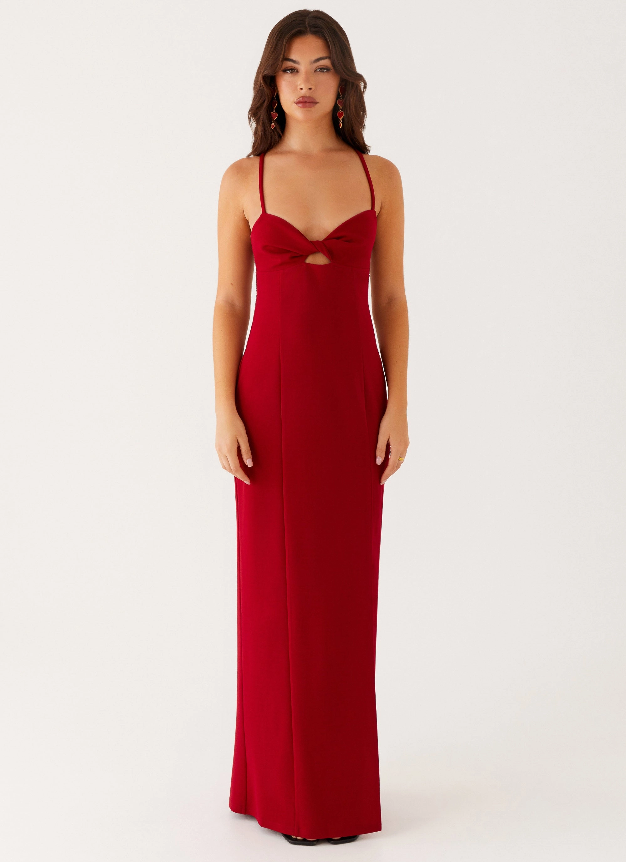 Cool Structure Edgy Layers Heartbreaker Maxi Dress - Deep Red