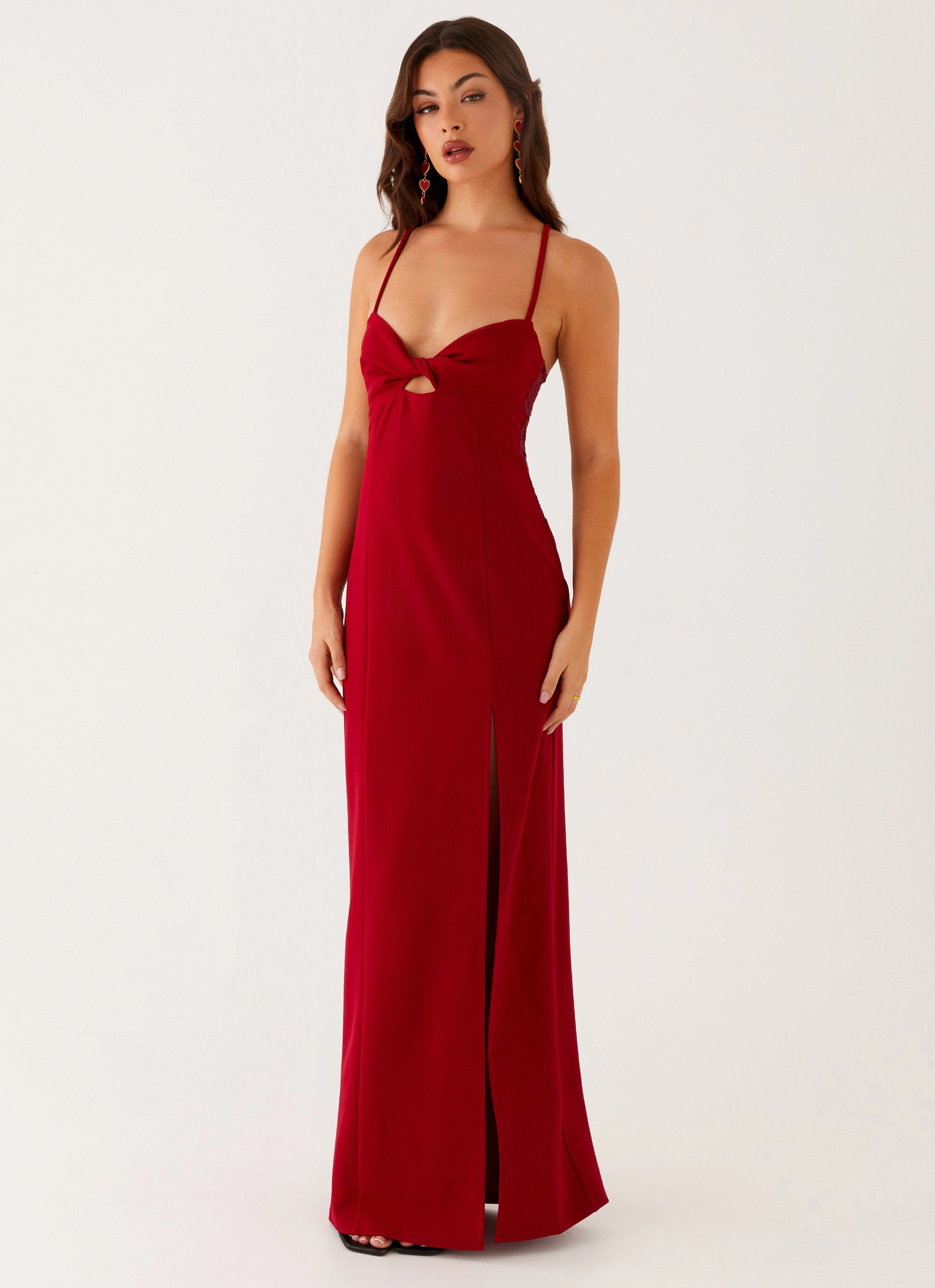 Versatile Comfort Chic Tailoring Design Heartbreaker Maxi Dress - Deep Red