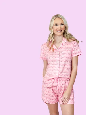 Heartstrings Short Sleeve Button Up Pajama Set