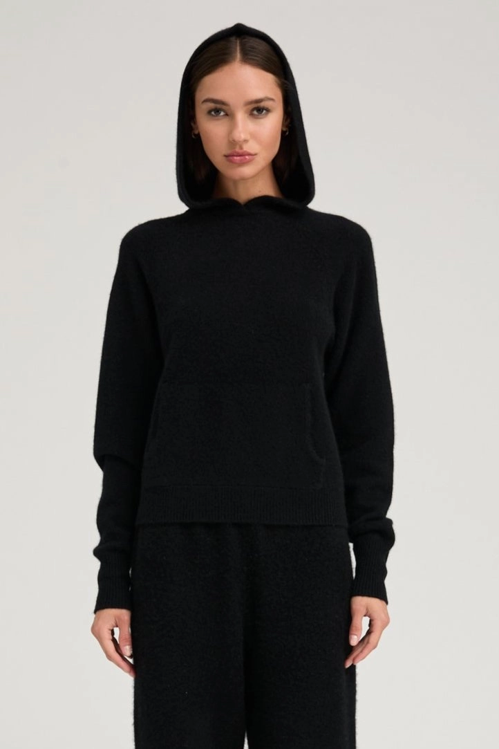 FrictionResistant Fabric Black Cashmere Hoodie