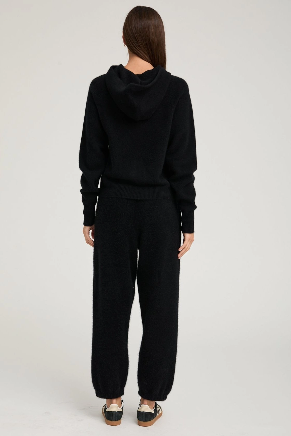 Black Cashmere Hoodie Simple Dress