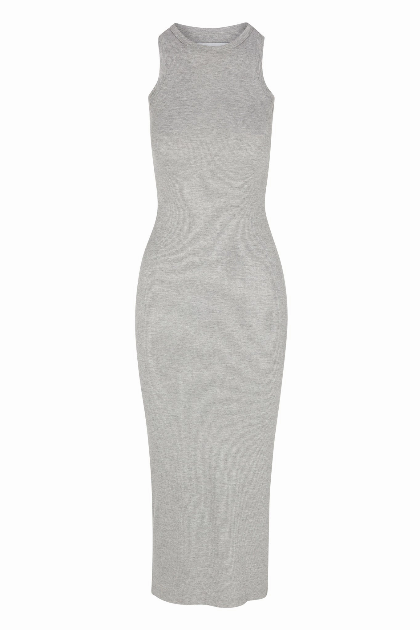 All Day Slim Form Heather Grey Rib Racer Maxi Dress