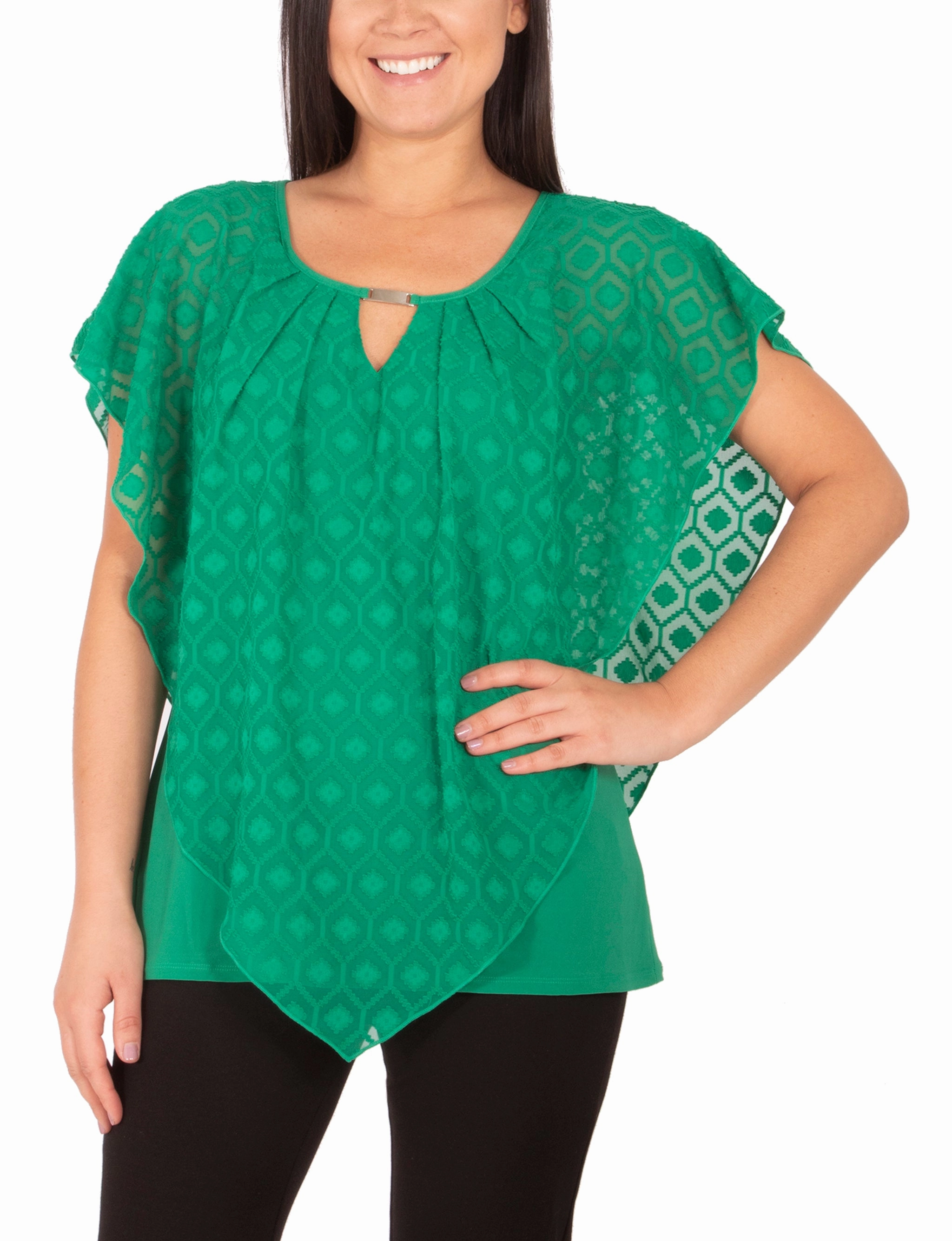 Clipdot Poncho Top With Hardware Minimalist Detailing