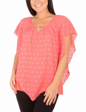 Clipdot Poncho Top With Hardware ClassicCrewNeck StretchFabric