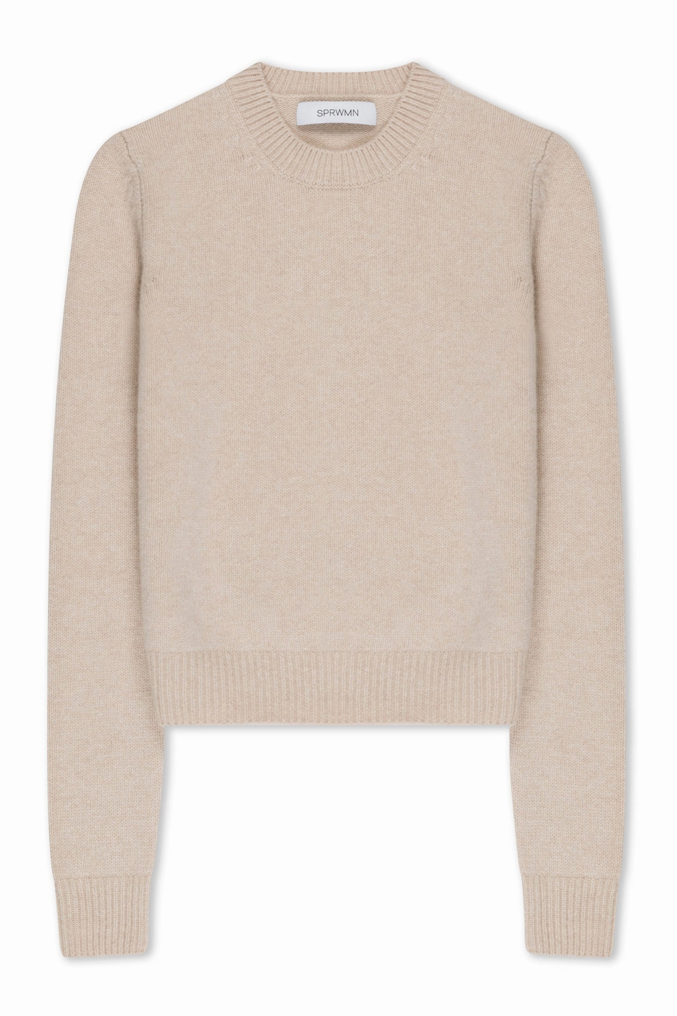 Tencel Blend Fabric Oat Cashmere Crewneck Sweater