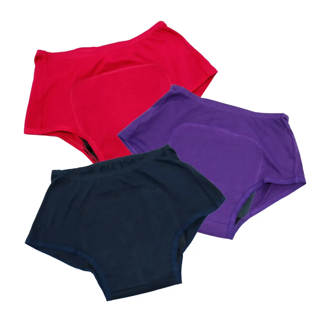 Heavy Flow Period Panties For Beginners | For Heavy Flow Days | Extended Crotch Line | 3 Pack