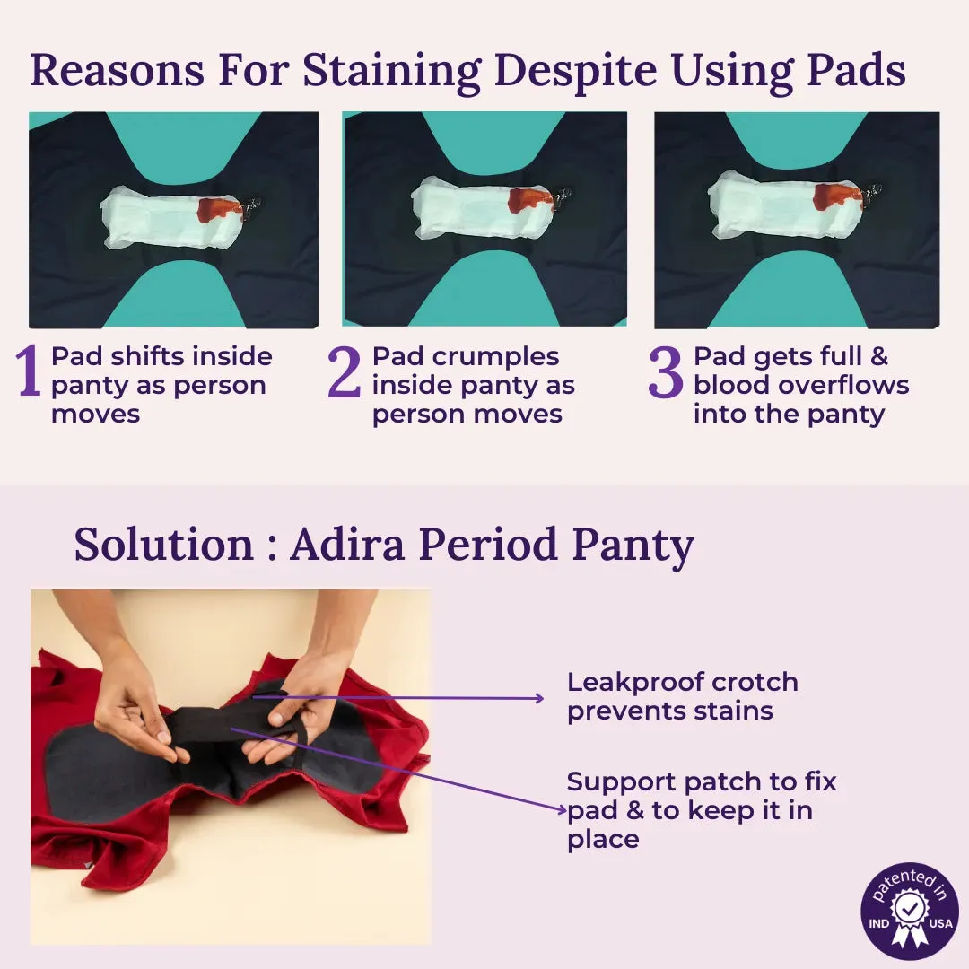 Heavy Flow Period Panties For Beginners | For Heavy Flow Days | Extended Crotch Line | 3 Pack