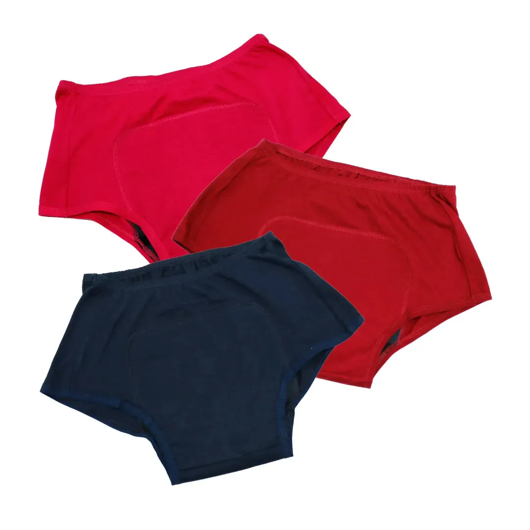 Heavy Flow Period Panties For Beginners | For Heavy Flow Days | Extended Crotch Line | 3 Pack