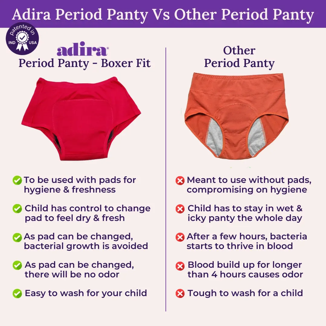 Heavy Flow Period Panties For Beginners | For Heavy Flow Days | Extended Crotch Line | 3 Pack