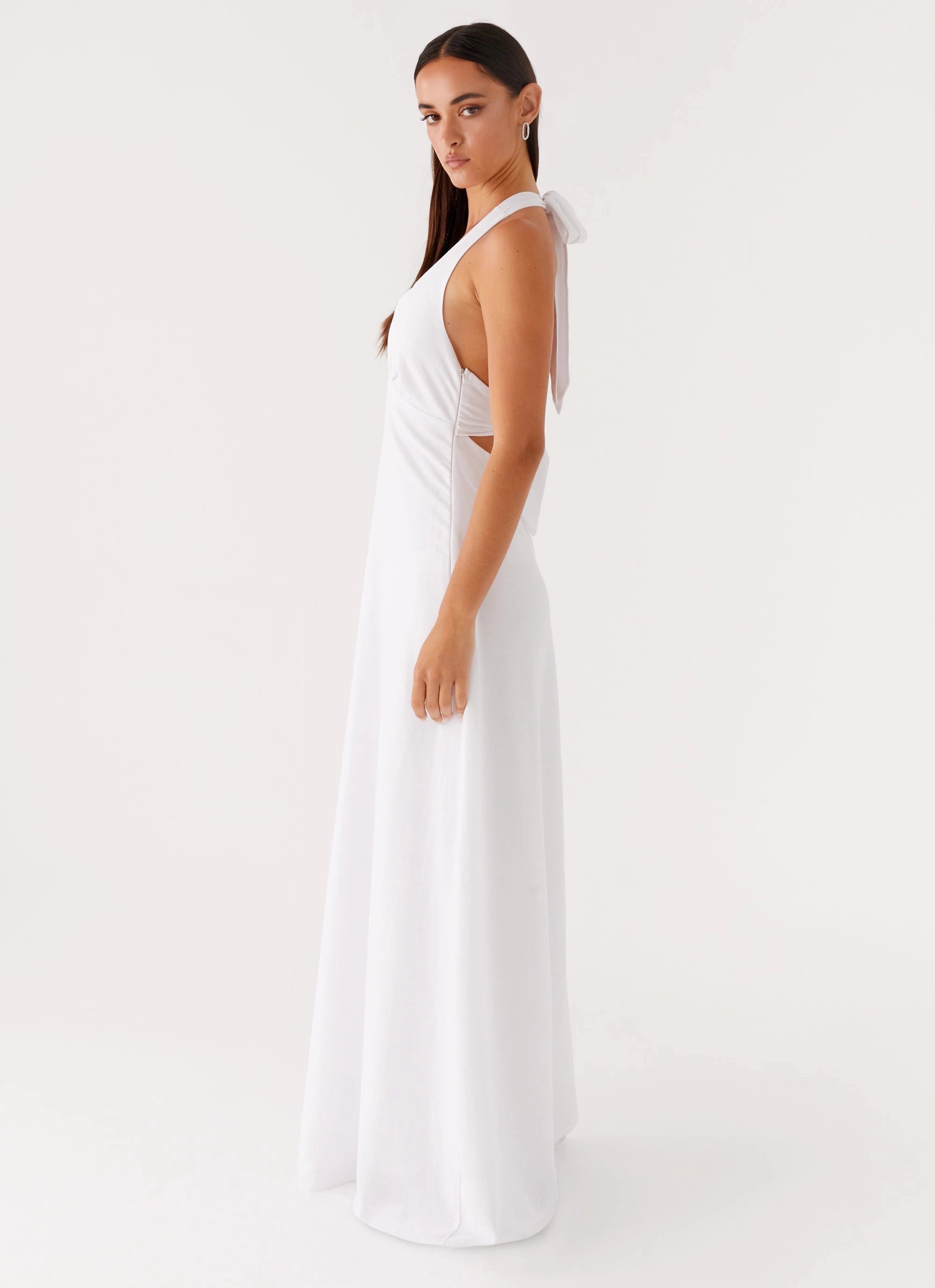 Live Soft Layered Texture Heavy Hearted Linen Maxi Dress - White