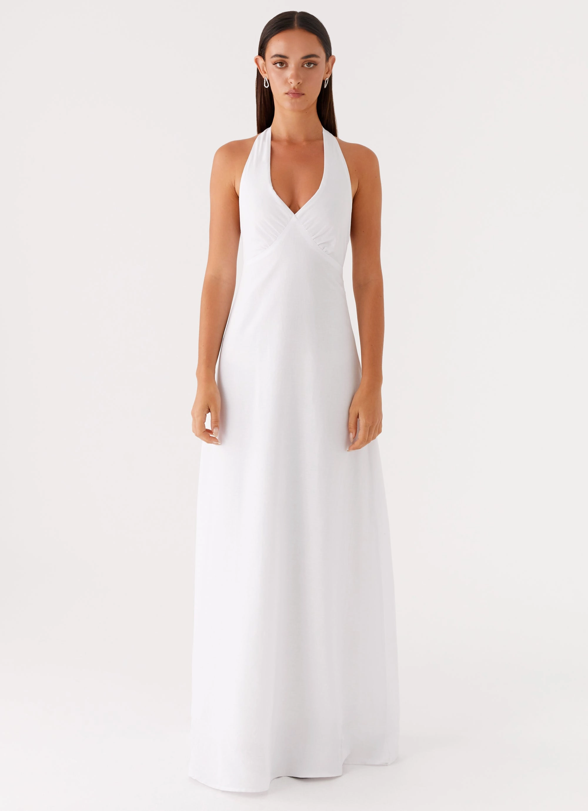 Heavy Hearted Linen Maxi Dress - White Breeze Grace