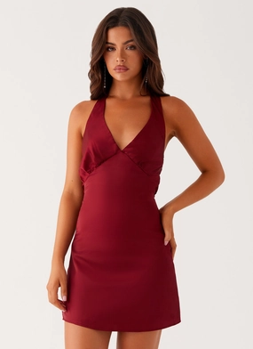 Heavy Hearted Mini Dress - Wine Flattering Comfort Wear Street Style
