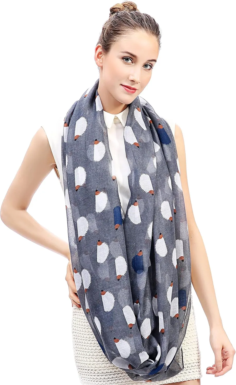 Hedgehog Animal Print Women's Infinity Scarf Lightweight