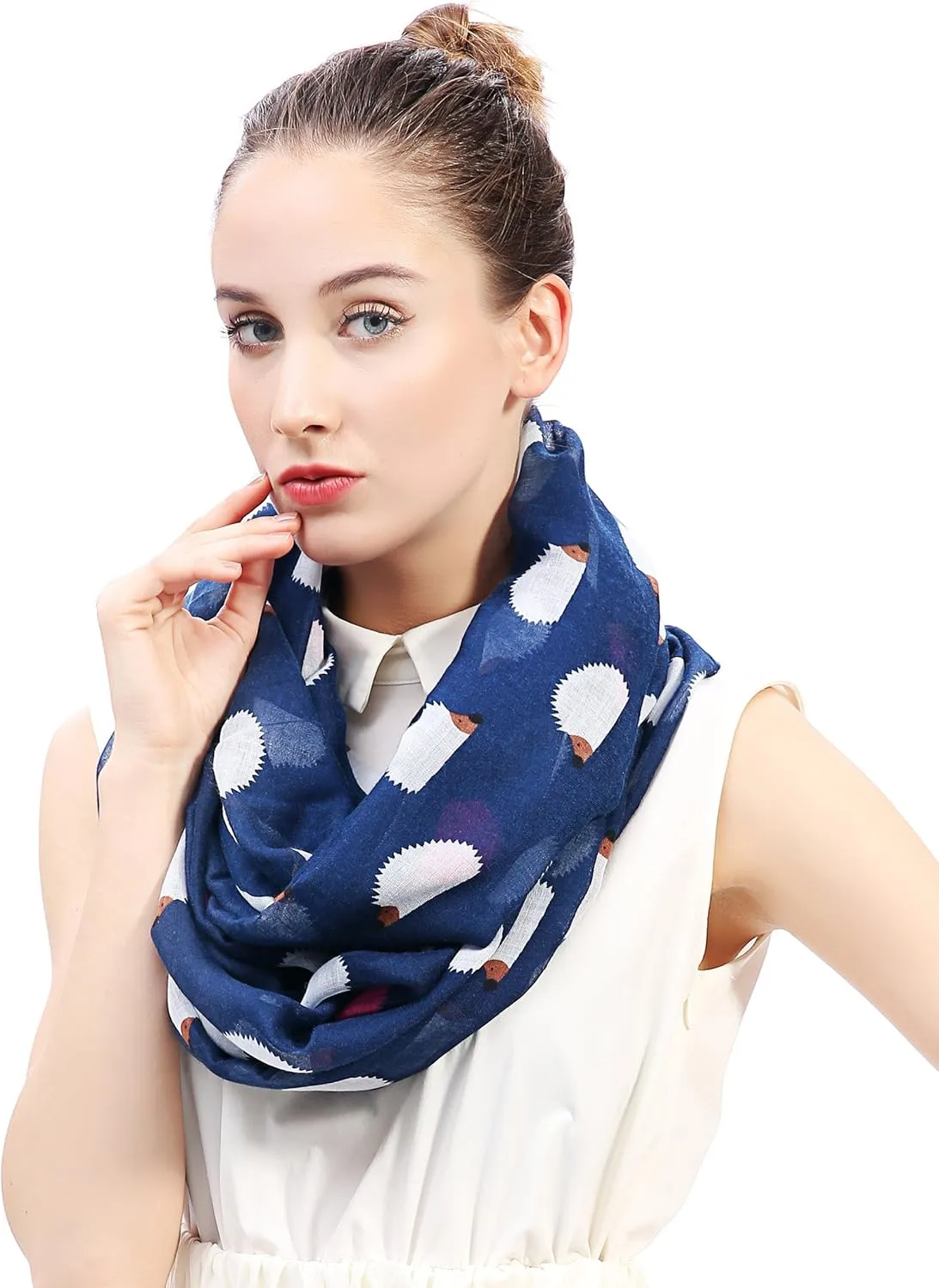 Hedgehog Animal Print Women's Infinity Scarf Lightweight