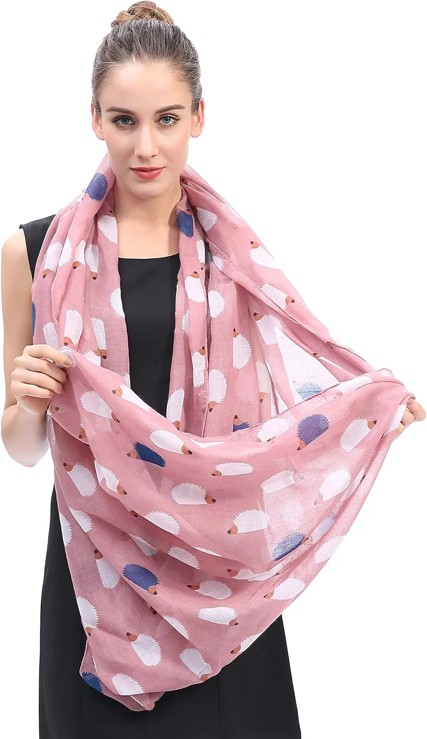 Hedgehog Animal Print Women's Infinity Scarf Lightweight