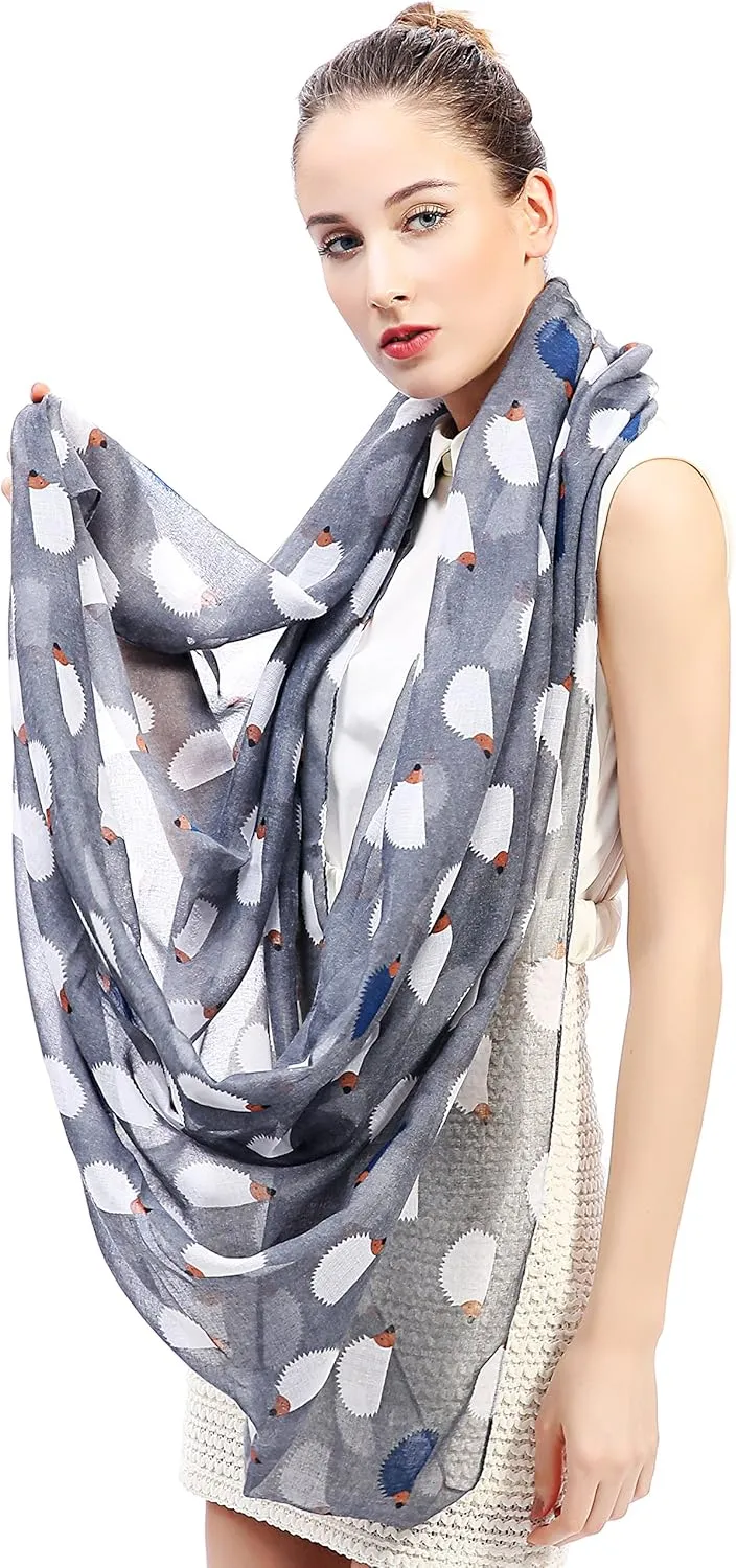 Hedgehog Animal Print Women's Infinity Scarf Lightweight