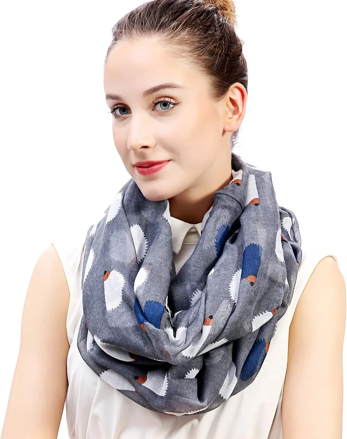 Hedgehog Animal Print Women's Infinity Scarf Lightweight