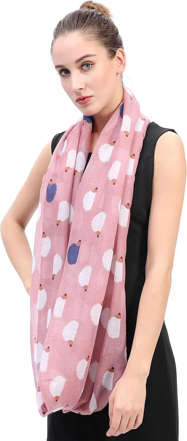 Hedgehog Animal Print Women's Infinity Scarf Lightweight