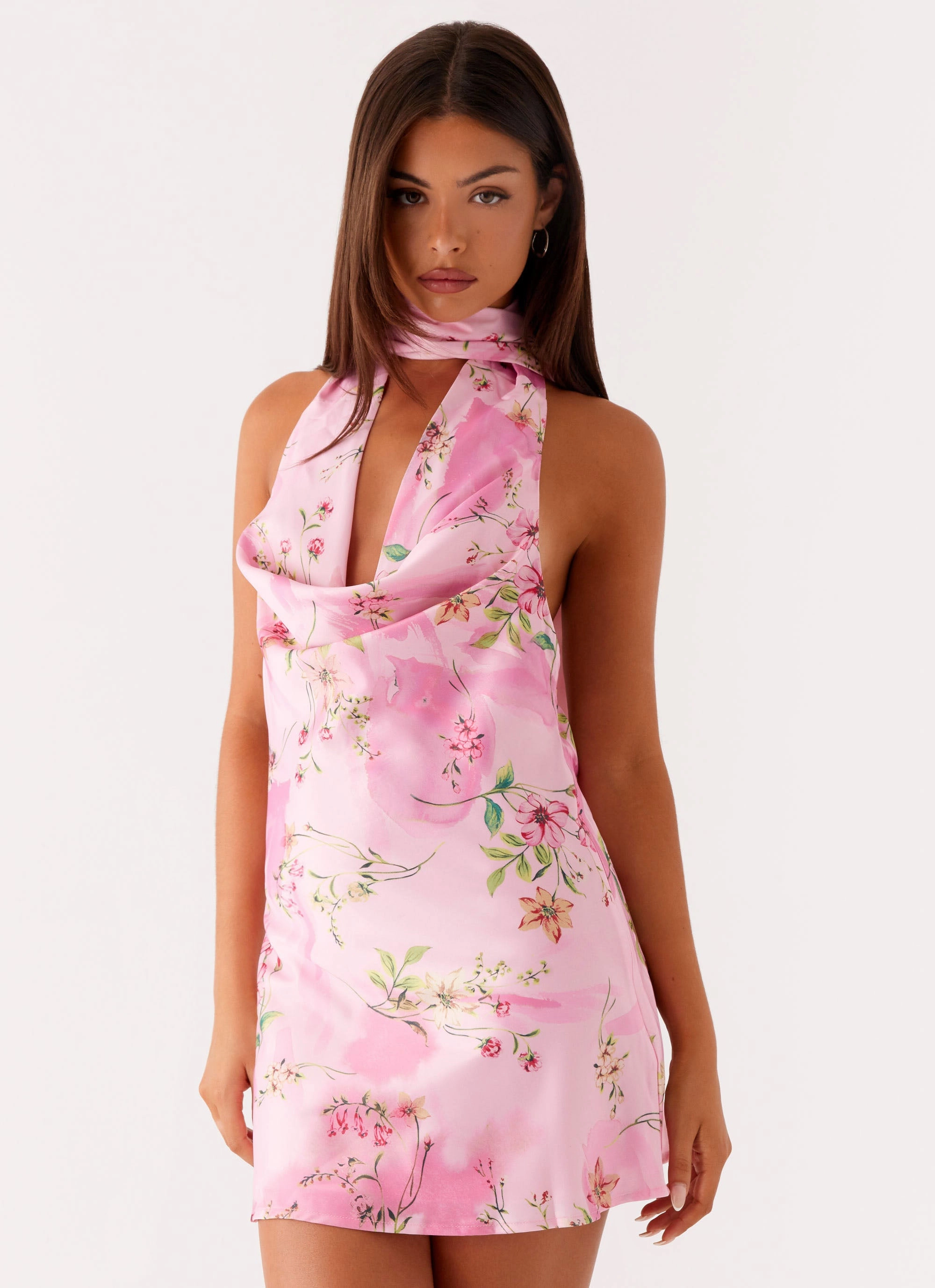 Fold-Over-Detail Heidi Mini Dress - Pink Floral