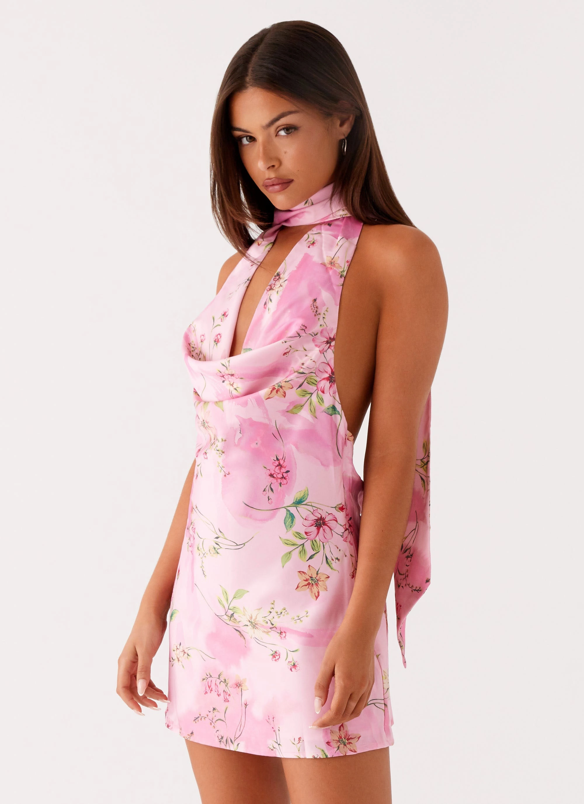 Bold colors Heidi Mini Dress - Pink Floral