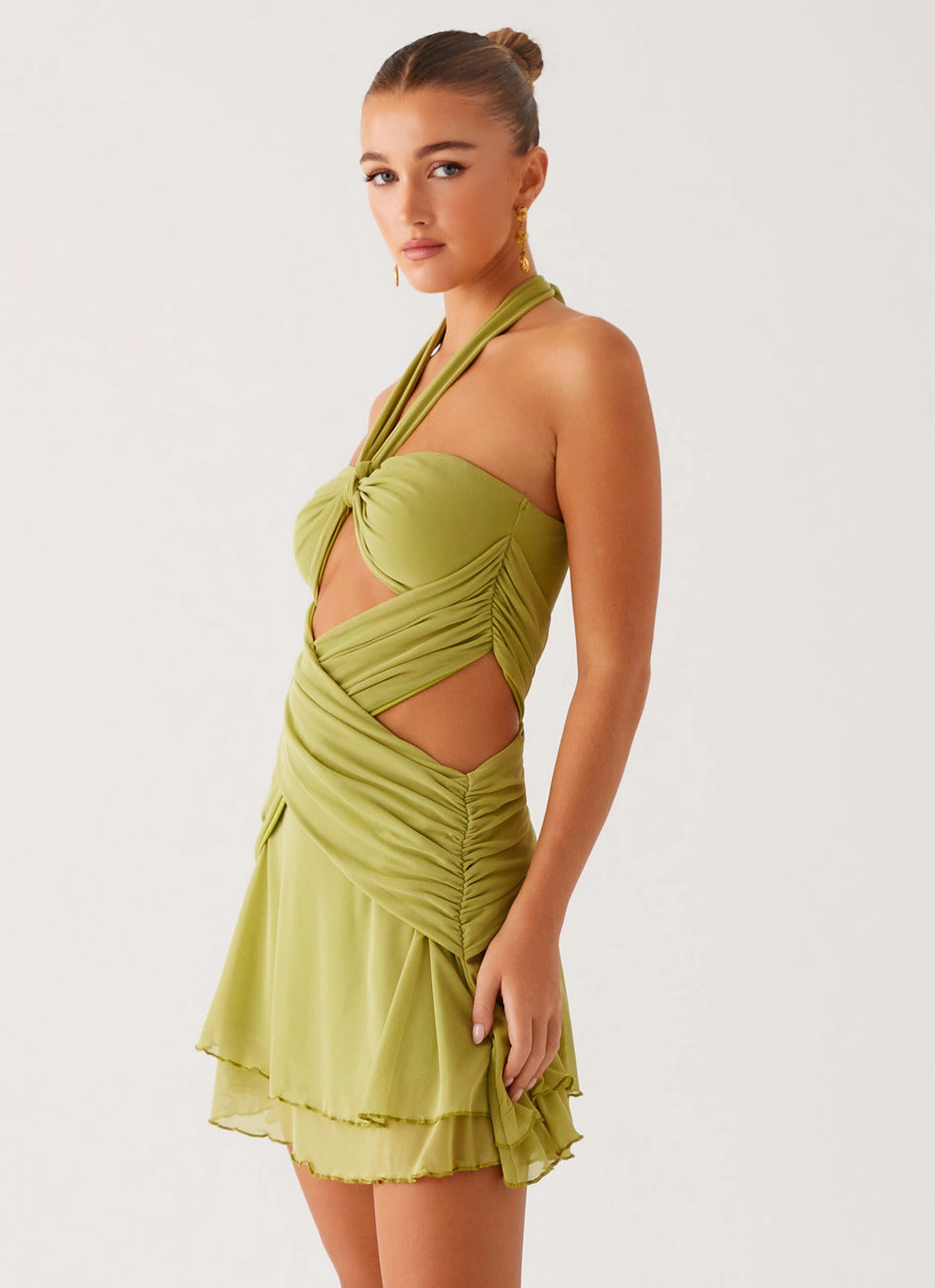 Helsa Mini Dress - Green Travel Edge Leg-Lengthening